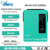 6.2KW 3.6KW 1.6KW Hybrid Solar Inverter 230VAC Off/On Grid 24V 48V Pure Sine Wave Inverter PV 450Vdc MPPT 120A 80A Solar Charger